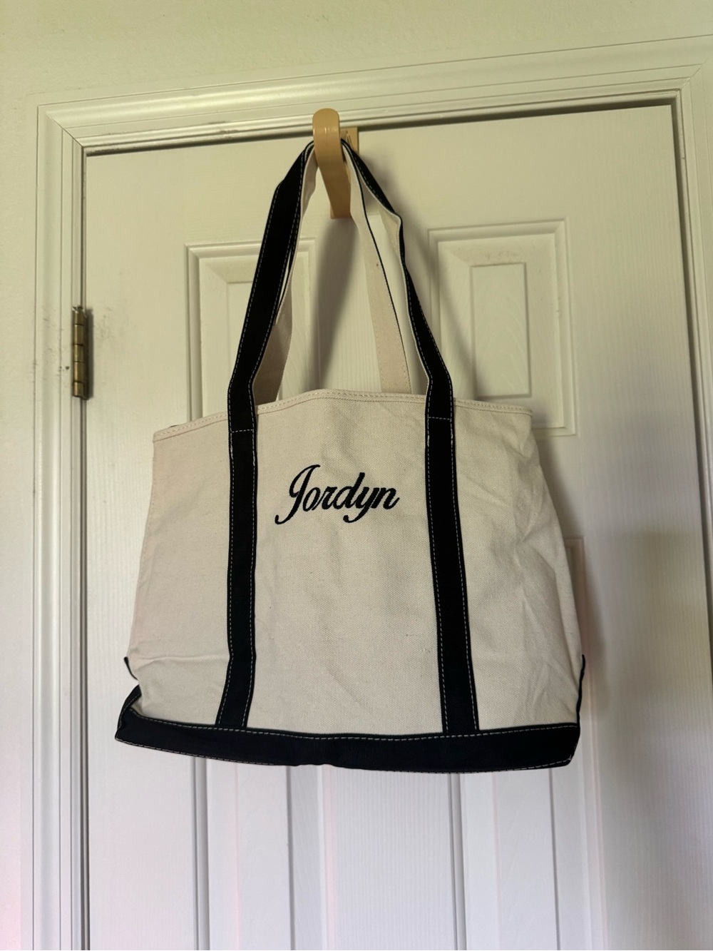 Canvas Tote Bag with Black Trim -